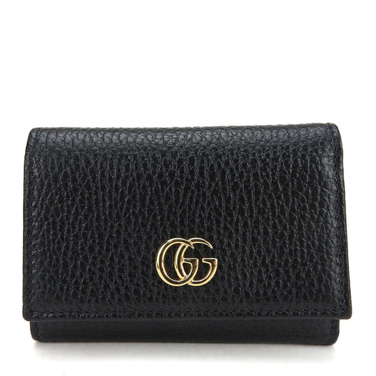 GUCCI Tri-fold wallet 644407 leather black GG Marmont unisex(Unisex) Used Authentic