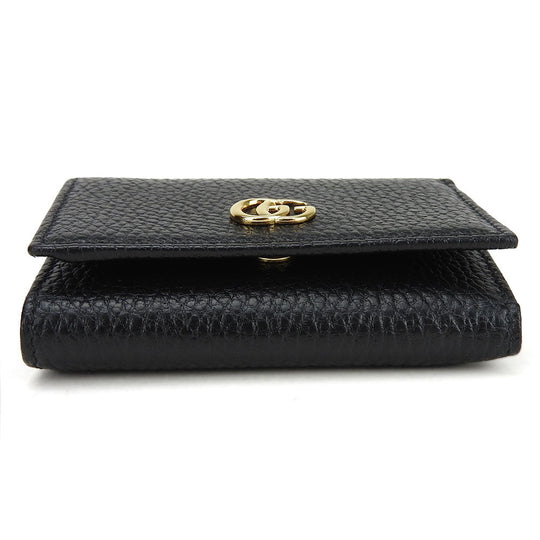 GUCCI Tri-fold wallet 644407 leather black GG Marmont unisex(Unisex) Used Authentic