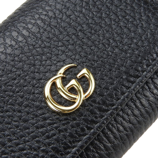 GUCCI Tri-fold wallet 644407 leather black GG Marmont unisex(Unisex) Used Authentic