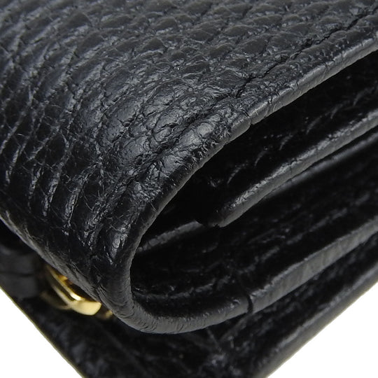 GUCCI Tri-fold wallet 644407 leather black GG Marmont unisex(Unisex) Used Authentic