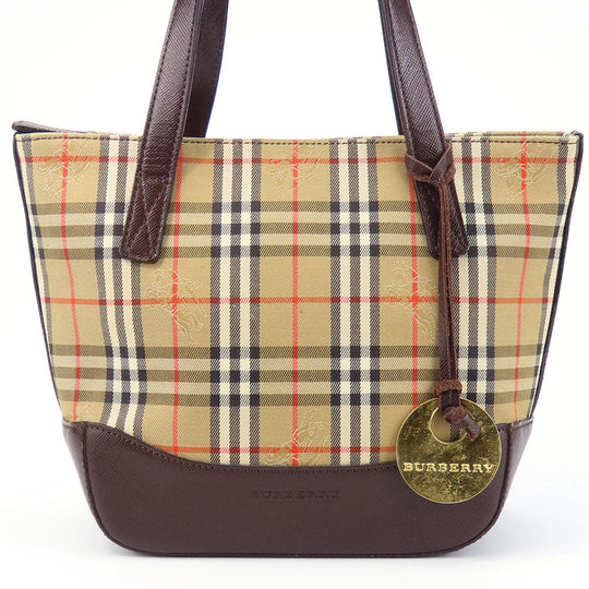 BURBERRY Handbag Canvas, Leather beige Nova Check Women Used Authentic