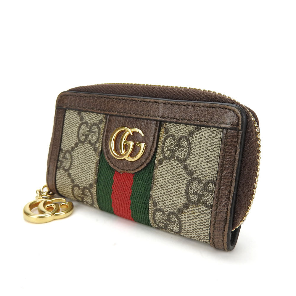GUCCI Key case Key holder  523157 GG Supreme canvas, leather beige Sherry line Off deer unisex(Unisex) Used Authentic