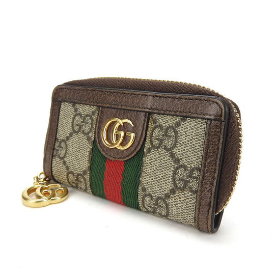 GUCCI Key case Key holder  523157 GG Supreme canvas, leather beige Sherry line Off deer unisex(Unisex) Used Authentic