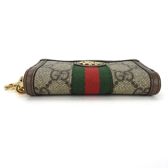 GUCCI Key case Key holder  523157 GG Supreme canvas, leather beige Sherry line Off deer unisex(Unisex) Used Authentic