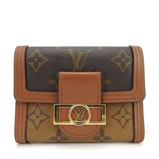 LOUIS VUITTON Tri-fold wallet M68725 Monogram , Monogram Reverse Brown Portefeuille Daufine Compact Women Used Authentic