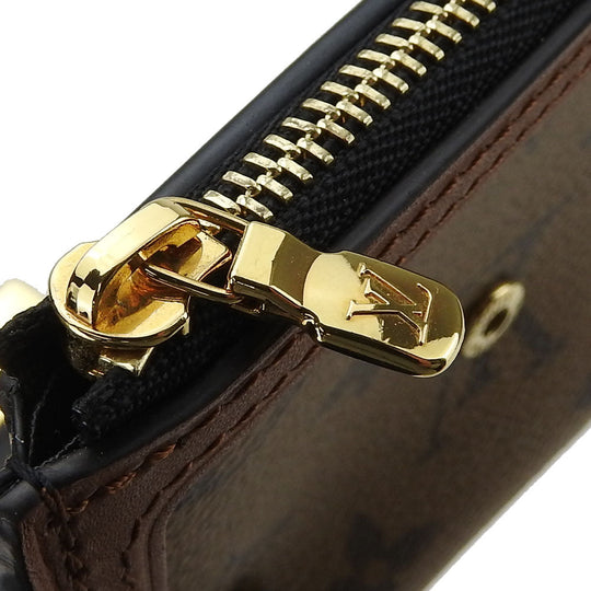 LOUIS VUITTON Tri-fold wallet M68725 Monogram , Monogram Reverse Brown Portefeuille Daufine Compact Women Used Authentic