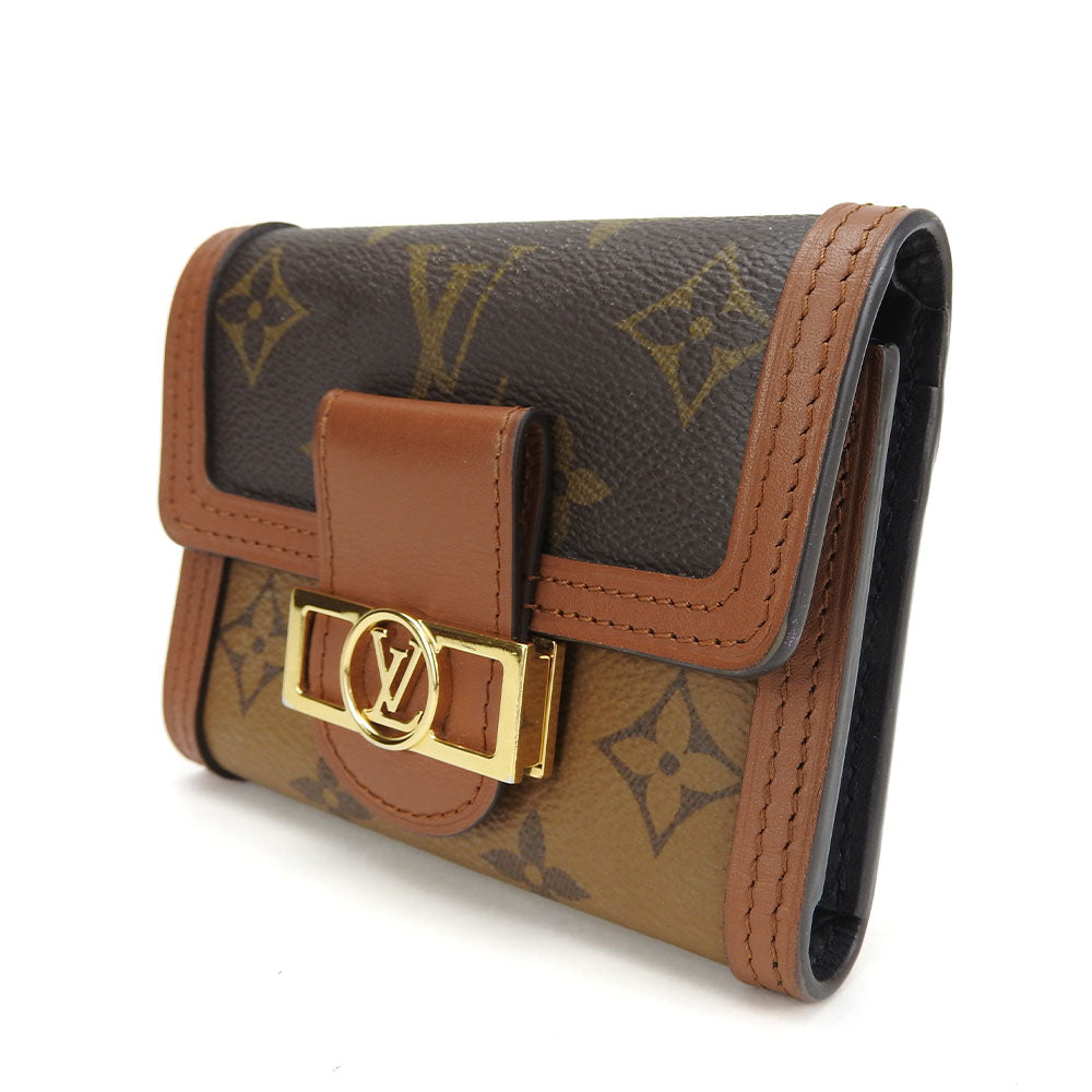 LOUIS VUITTON Tri-fold wallet M68725 Monogram , Monogram Reverse Brown Portefeuille Daufine Compact Women Used Authentic
