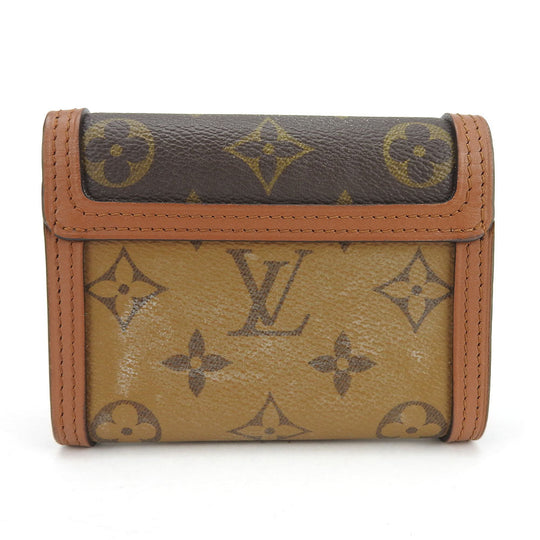 LOUIS VUITTON Tri-fold wallet M68725 Monogram , Monogram Reverse Brown Portefeuille Daufine Compact Women Used Authentic
