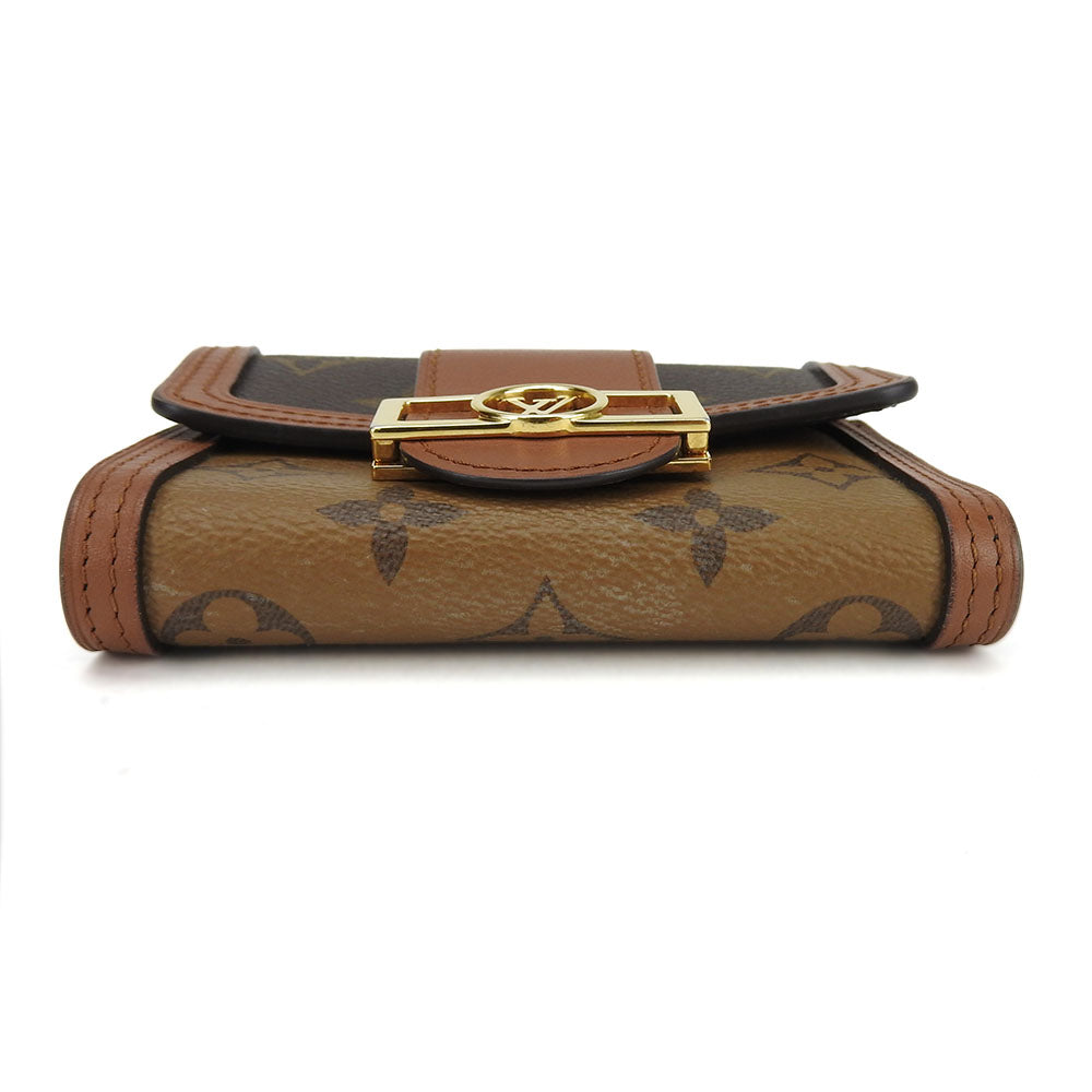 LOUIS VUITTON Tri-fold wallet M68725 Monogram , Monogram Reverse Brown Portefeuille Daufine Compact Women Used Authentic