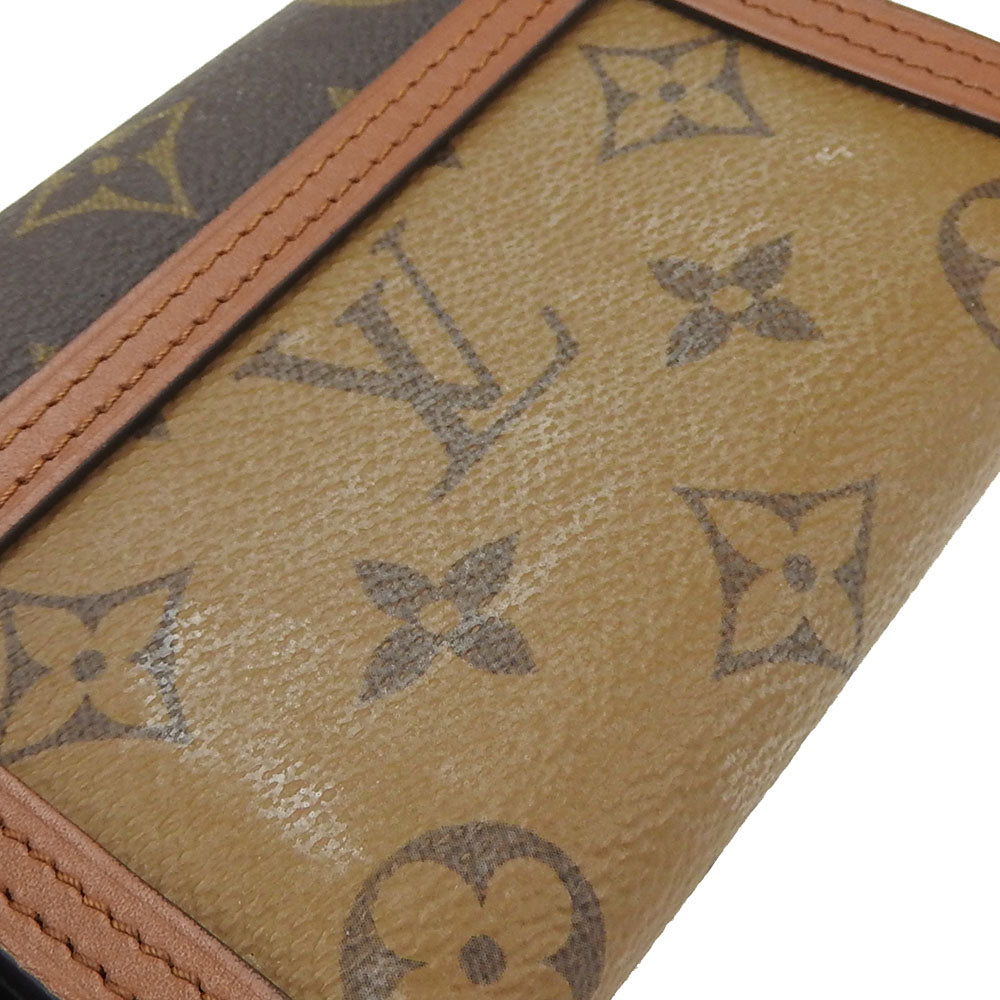 LOUIS VUITTON Tri-fold wallet M68725 Monogram , Monogram Reverse Brown Portefeuille Daufine Compact Women Used Authentic