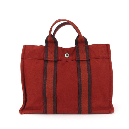 HERMES Handbag canvas Red Fool ToePM unisex(Unisex) Used Authentic