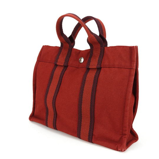 HERMES Handbag canvas Red Fool ToePM unisex(Unisex) Used Authentic