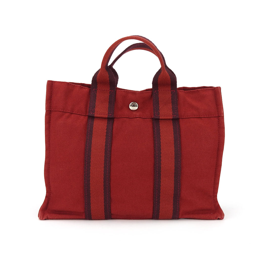 HERMES Handbag canvas Red Fool ToePM unisex(Unisex) Used Authentic