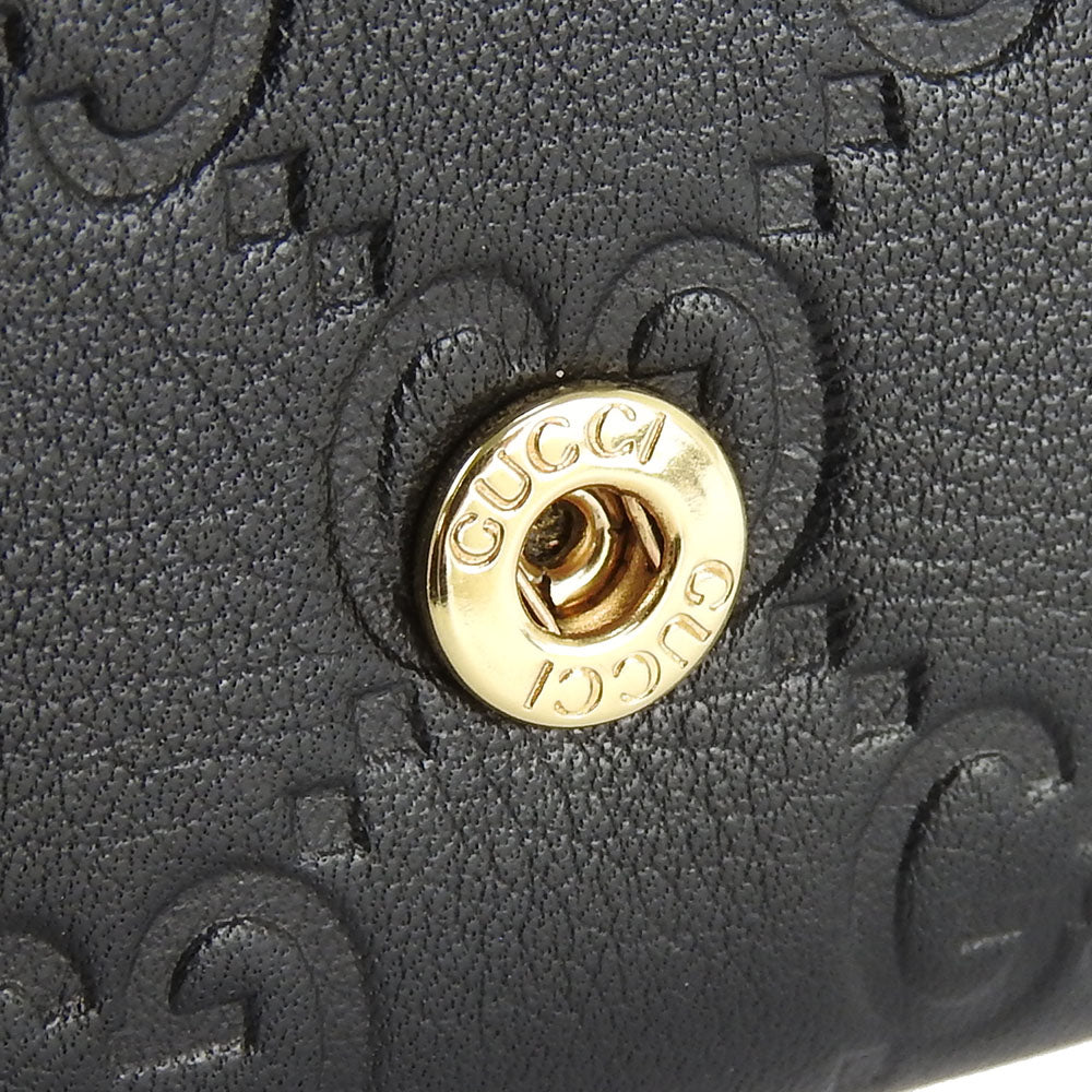 GUCCI Long Wallet Purse 244946 Sima leather black Guccisima Women Used Authentic