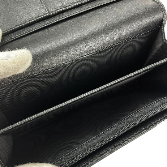 GUCCI Long Wallet Purse 244946 Sima leather black Guccisima Women Used Authentic