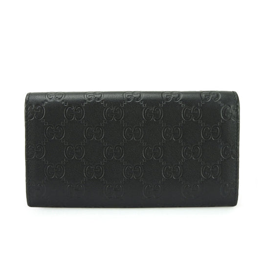 GUCCI Long Wallet Purse 244946 Sima leather black Guccisima Women Used Authentic