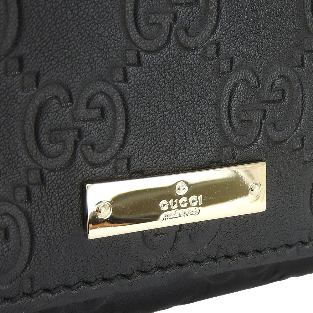 GUCCI Long Wallet Purse 244946 Sima leather black Guccisima Women Used Authentic