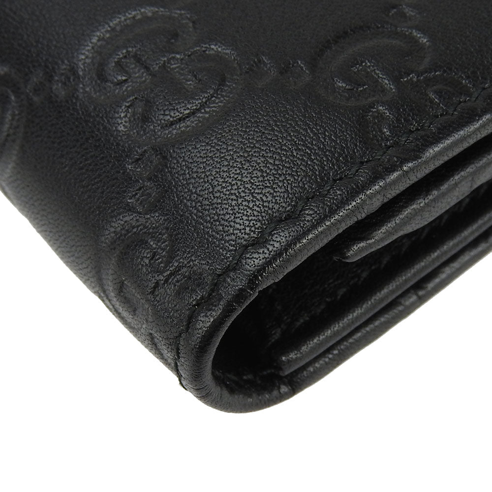 GUCCI Long Wallet Purse 244946 Sima leather black Guccisima Women Used Authentic