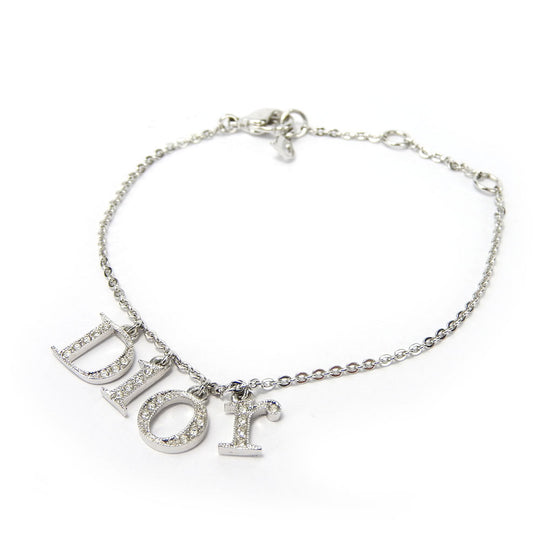 Christian Dior bracelet Metal, Rhinestone Silver Women Used Authentic