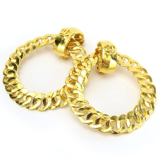 CHANEL Earring metal gold COCO Mark Women Used Authentic