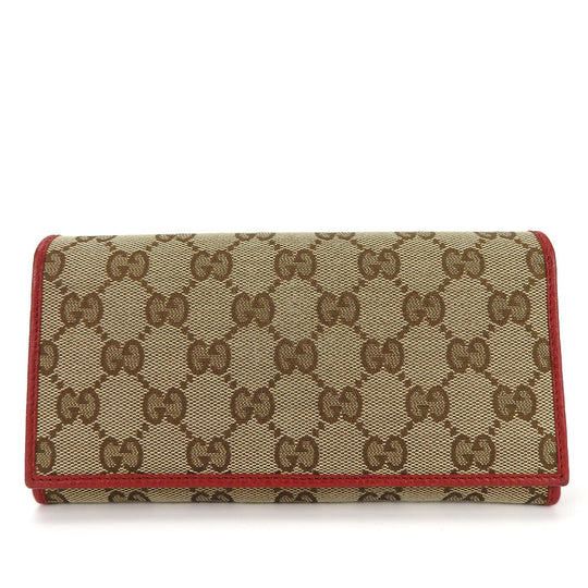GUCCI Bifold Wallet 346058 GG canvas beige Women Used Authentic
