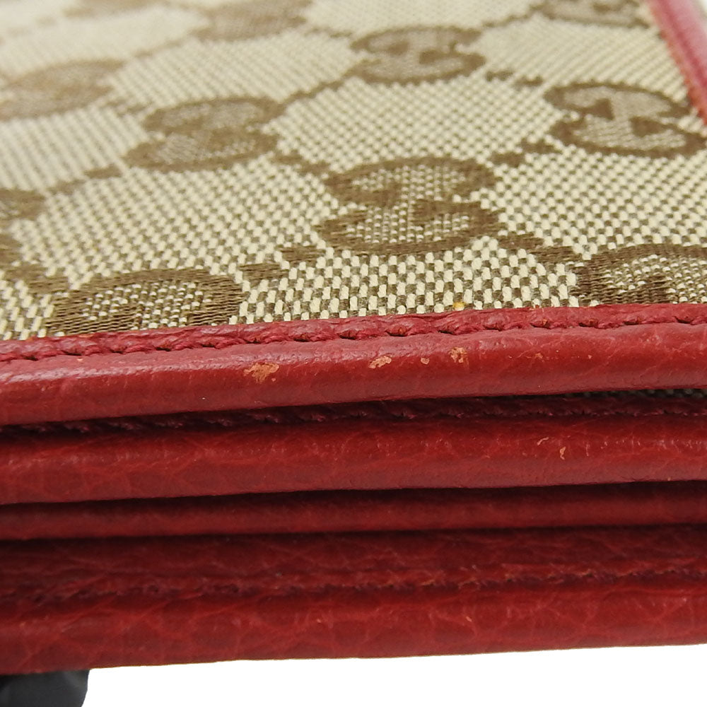 GUCCI Bifold Wallet 346058 GG canvas beige Women Used Authentic