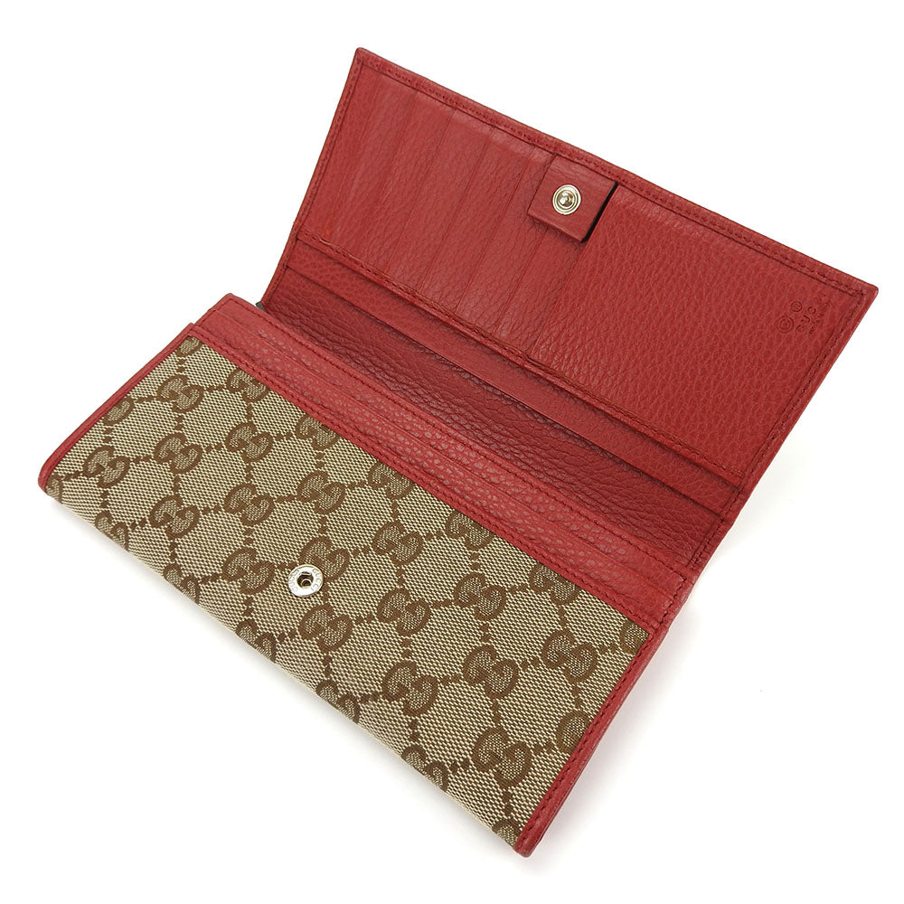 GUCCI Bifold Wallet 346058 GG canvas beige Women Used Authentic