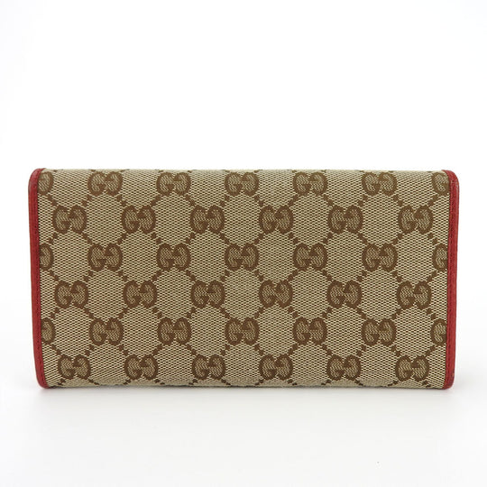 GUCCI Bifold Wallet 346058 GG canvas beige Women Used Authentic