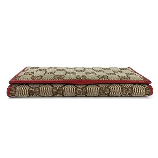 GUCCI Bifold Wallet 346058 GG canvas beige Women Used Authentic