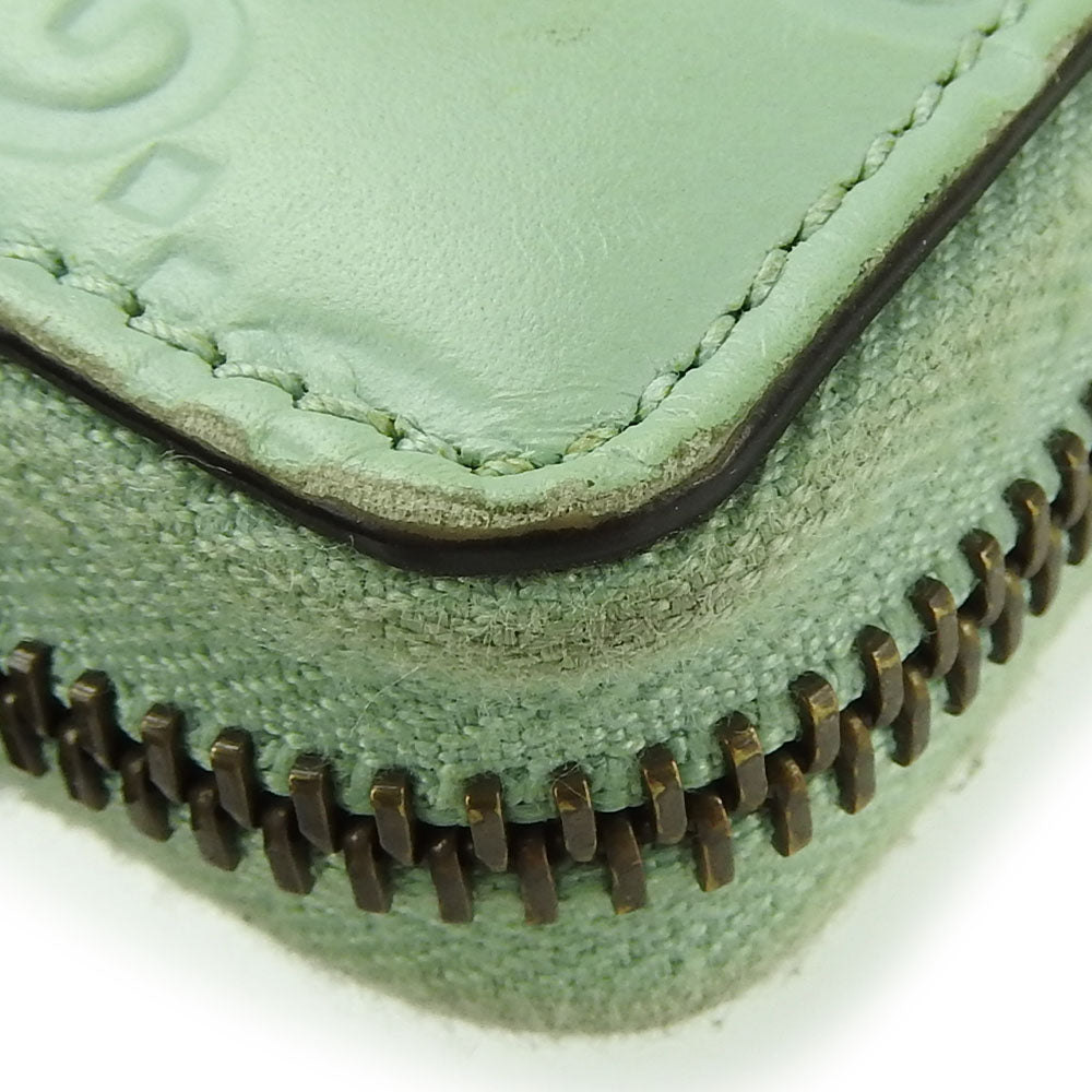 GUCCI Long Wallet Purse 548058 Sima leather Mint green Zip Around Women Used Authentic