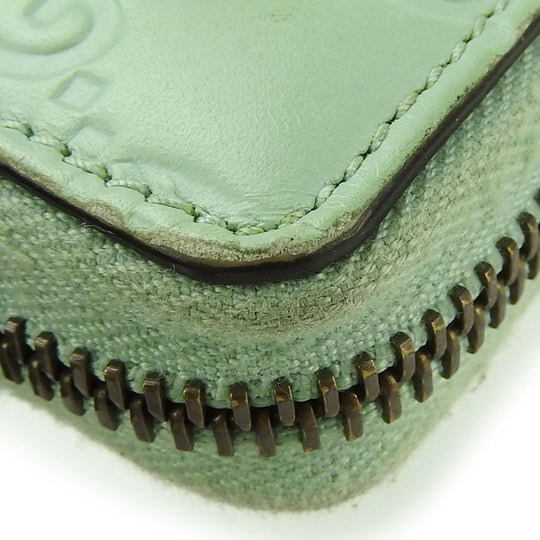 GUCCI Long Wallet Purse 548058 Sima leather Mint green Zip Around Women Used Authentic