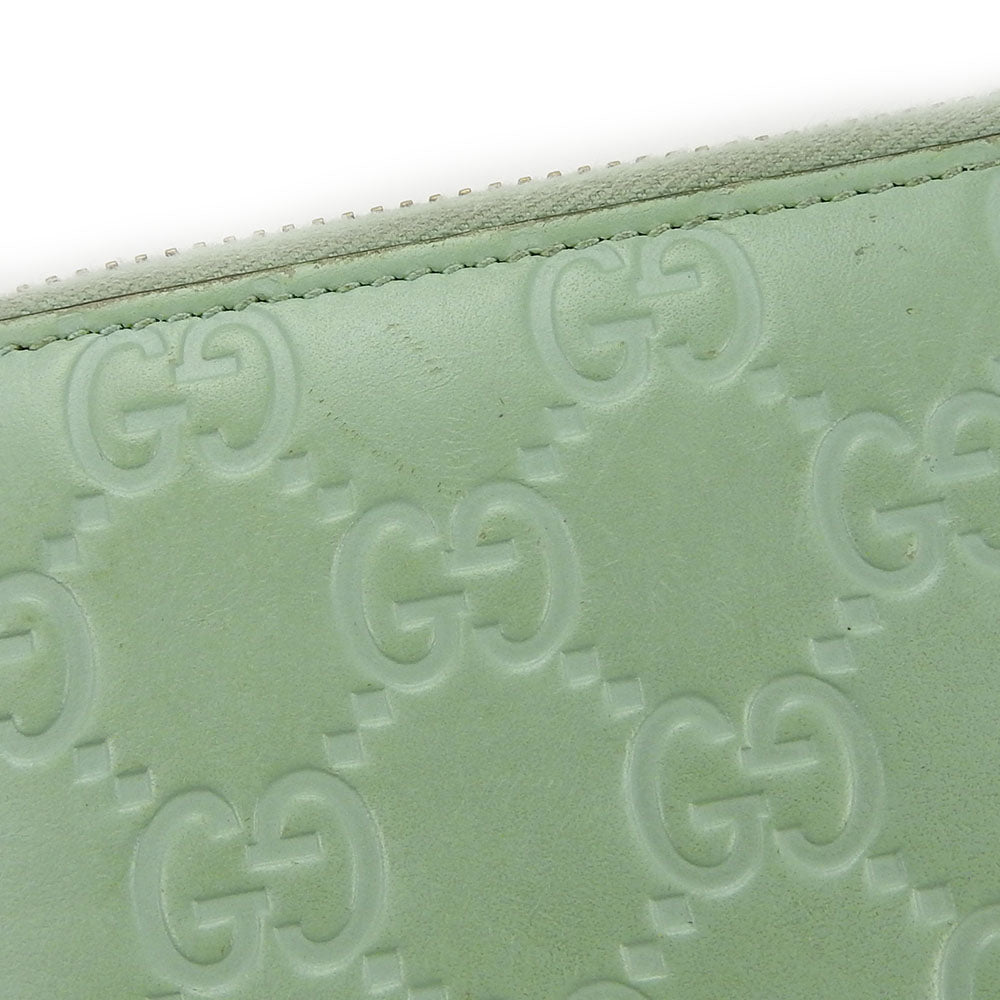 GUCCI Long Wallet Purse 548058 Sima leather Mint green Zip Around Women Used Authentic