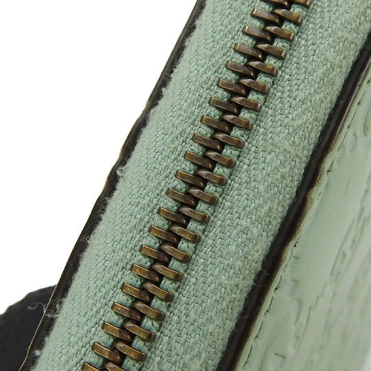 GUCCI Long Wallet Purse 548058 Sima leather Mint green Zip Around Women Used Authentic