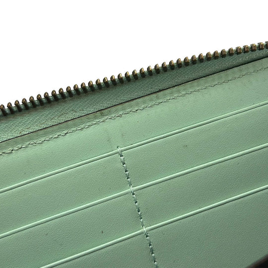 GUCCI Long Wallet Purse 548058 Sima leather Mint green Zip Around Women Used Authentic