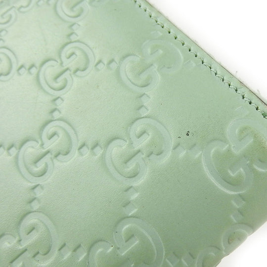 GUCCI Long Wallet Purse 548058 Sima leather Mint green Zip Around Women Used Authentic