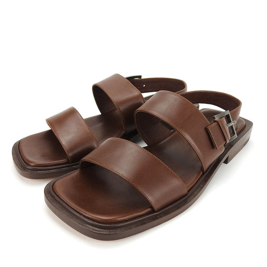 LOUIS VUITTON Sandals leather Brown mens Used Authentic