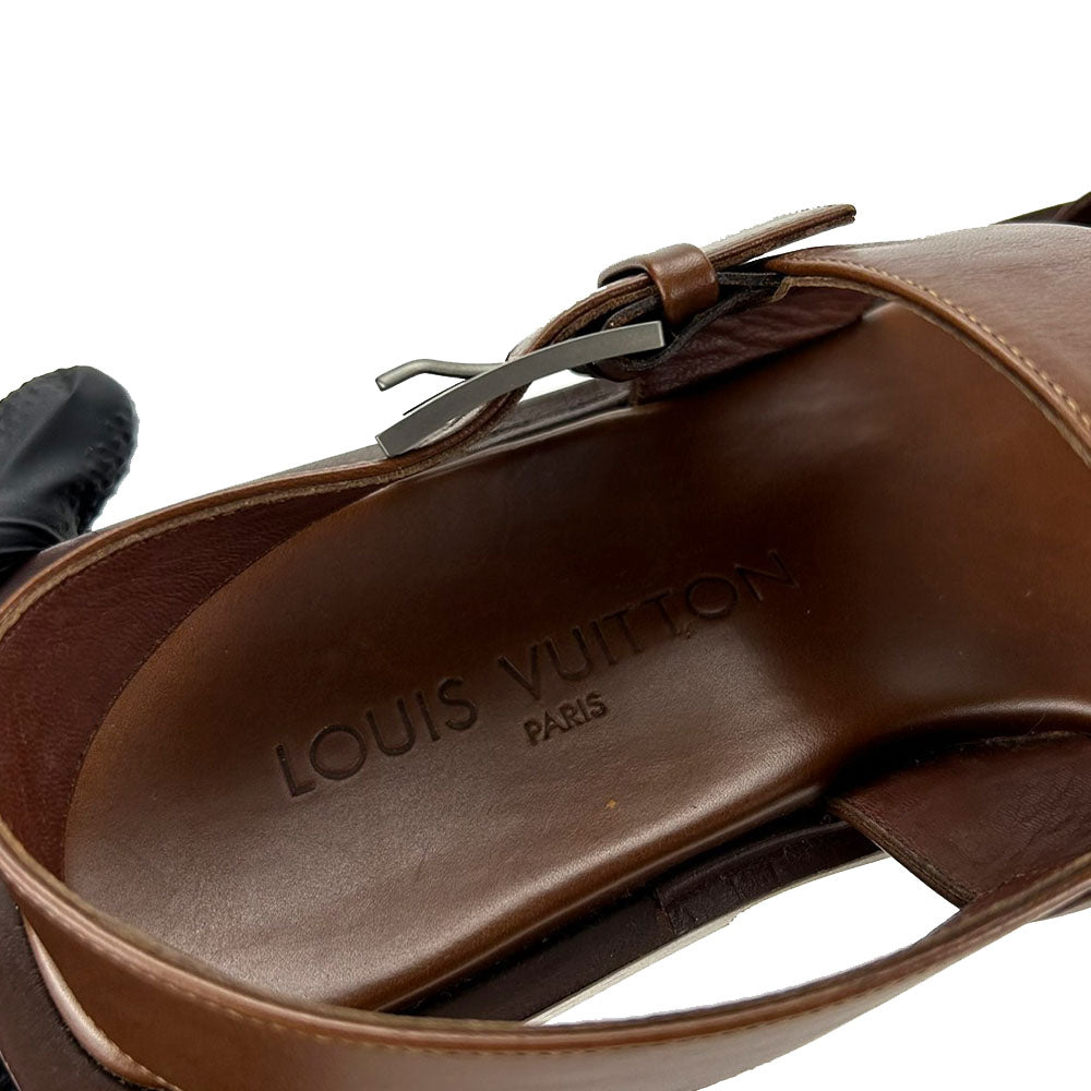 LOUIS VUITTON Sandals leather Brown mens Used Authentic