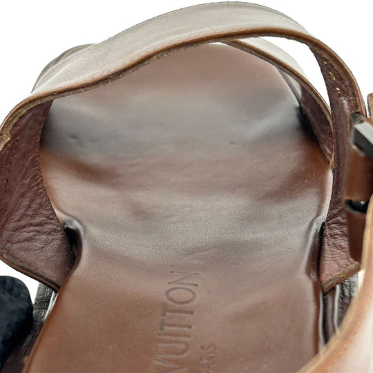 LOUIS VUITTON Sandals leather Brown mens Used Authentic
