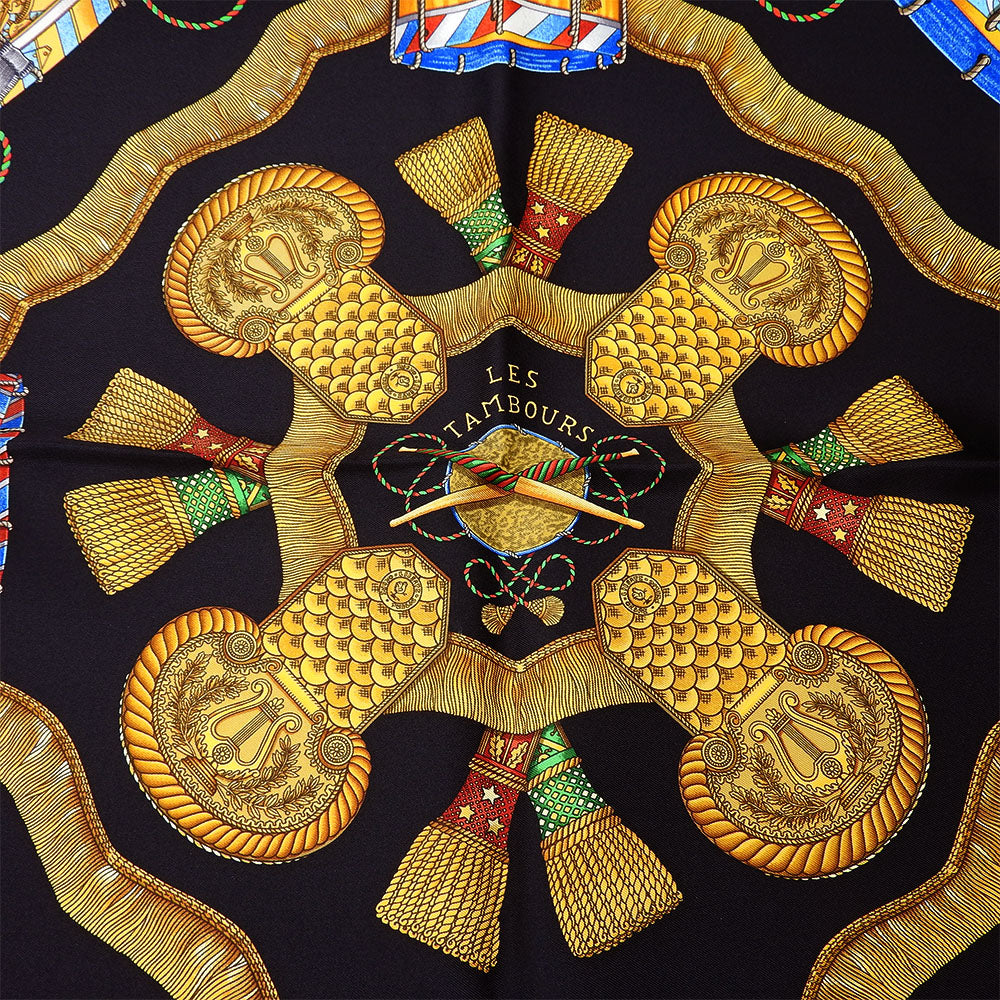 HERMES scarf silk black Carre90 Women Used Authentic
