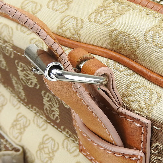LOEWE Tote Bag Canvas, Leather beige anagram Women Used Authentic