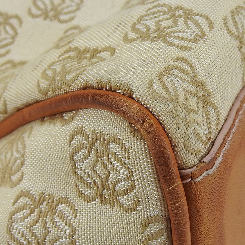 LOEWE Tote Bag Canvas, Leather beige anagram Women Used Authentic