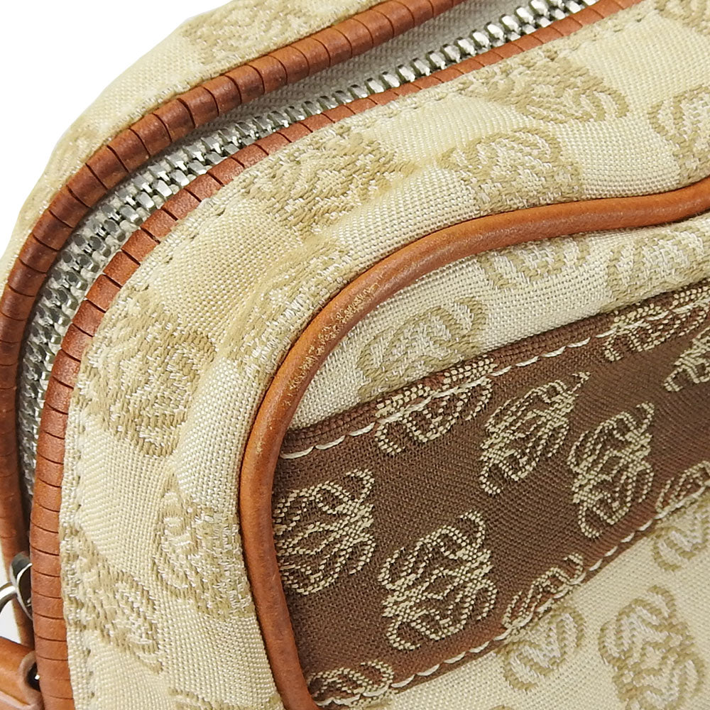 LOEWE Tote Bag Canvas, Leather beige anagram Women Used Authentic