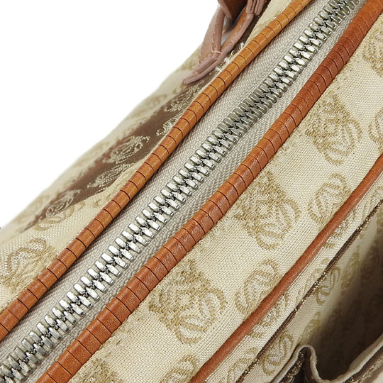 LOEWE Tote Bag Canvas, Leather beige anagram Women Used Authentic