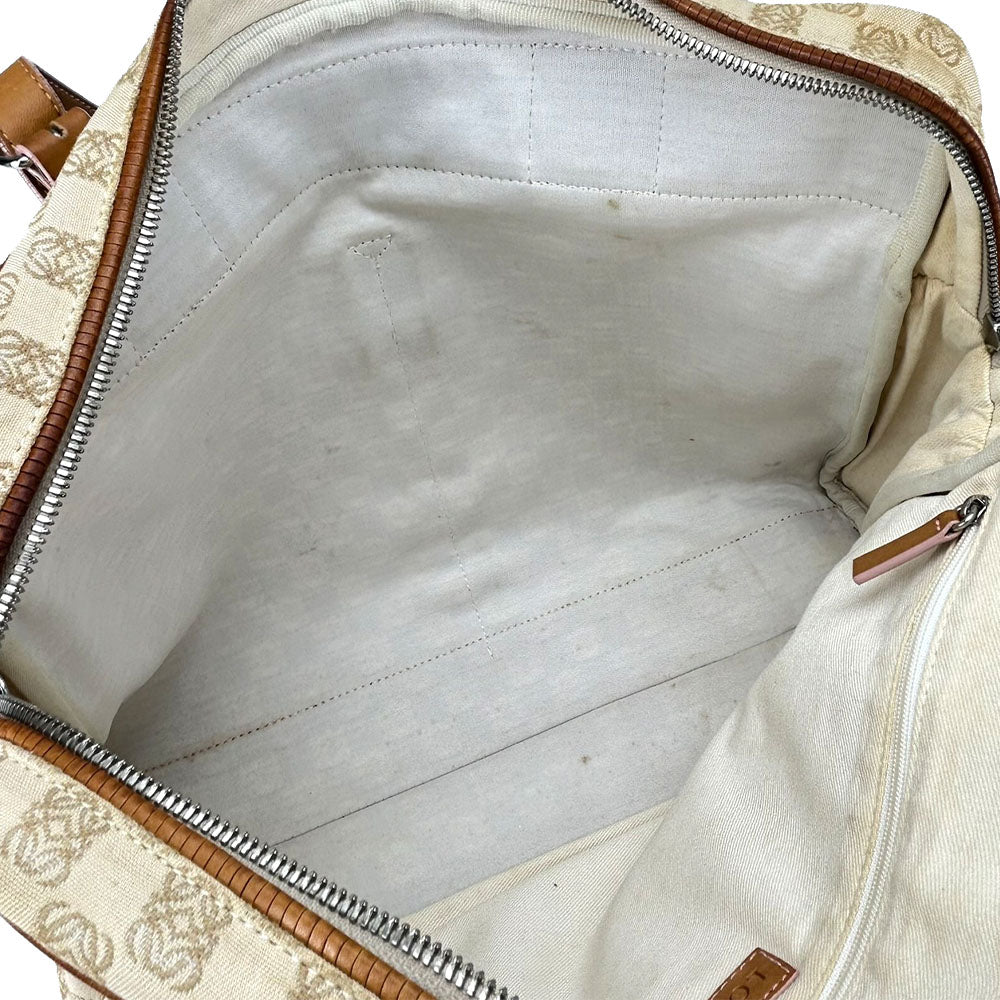 LOEWE Tote Bag Canvas, Leather beige anagram Women Used Authentic