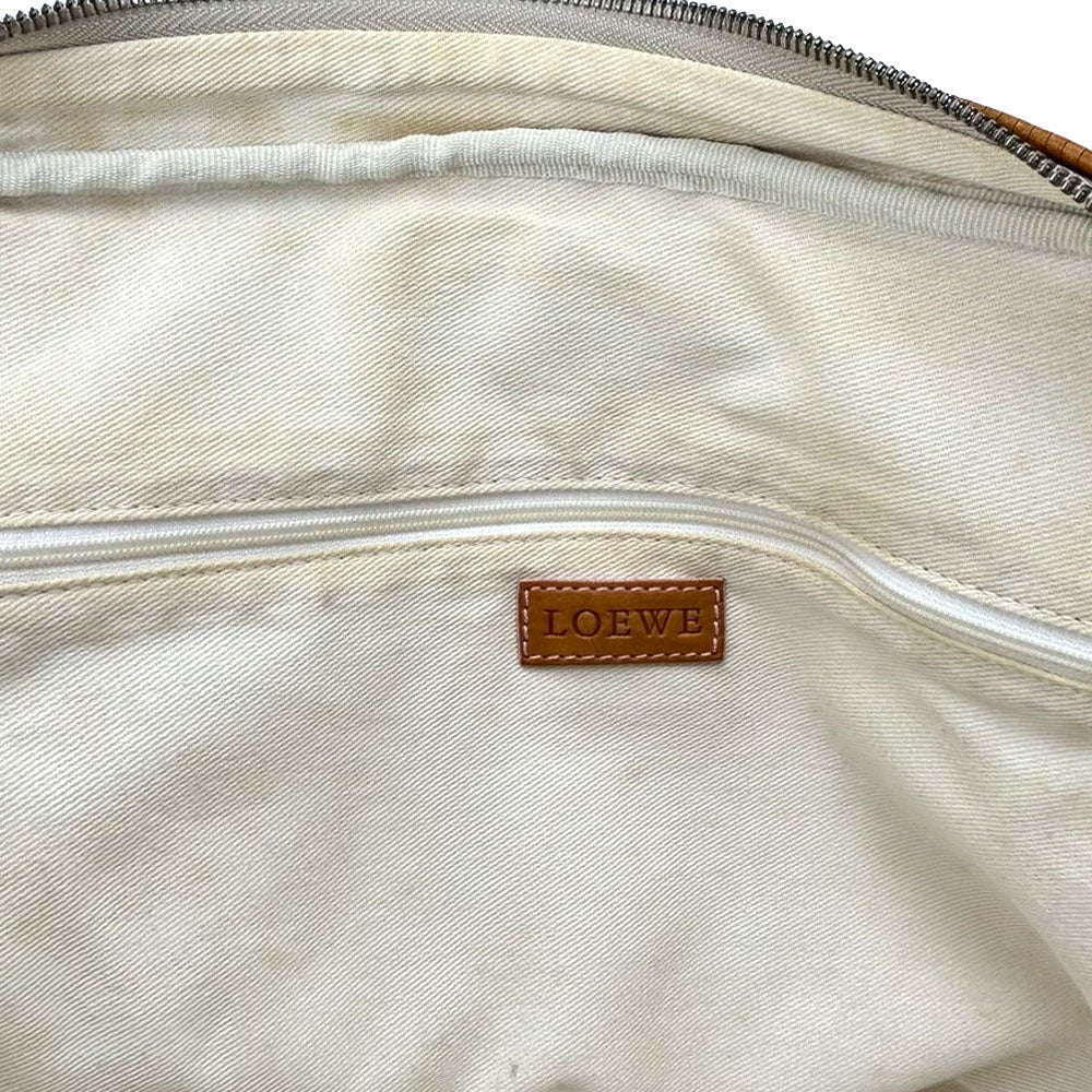 LOEWE Tote Bag Canvas, Leather beige anagram Women Used Authentic