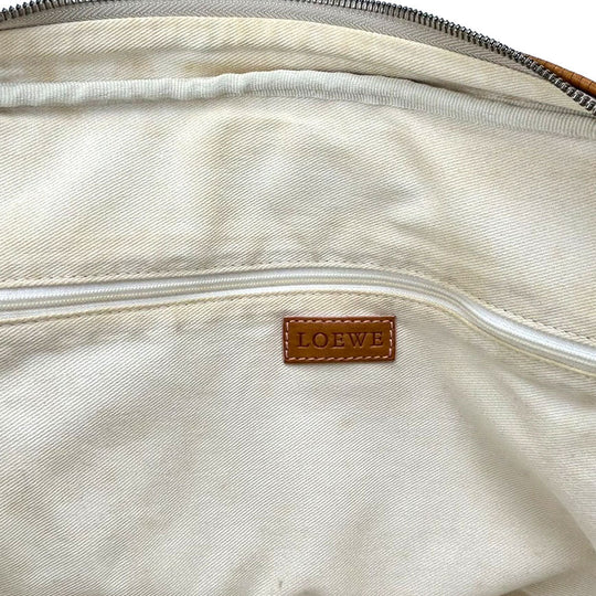 LOEWE Tote Bag Canvas, Leather beige anagram Women Used Authentic