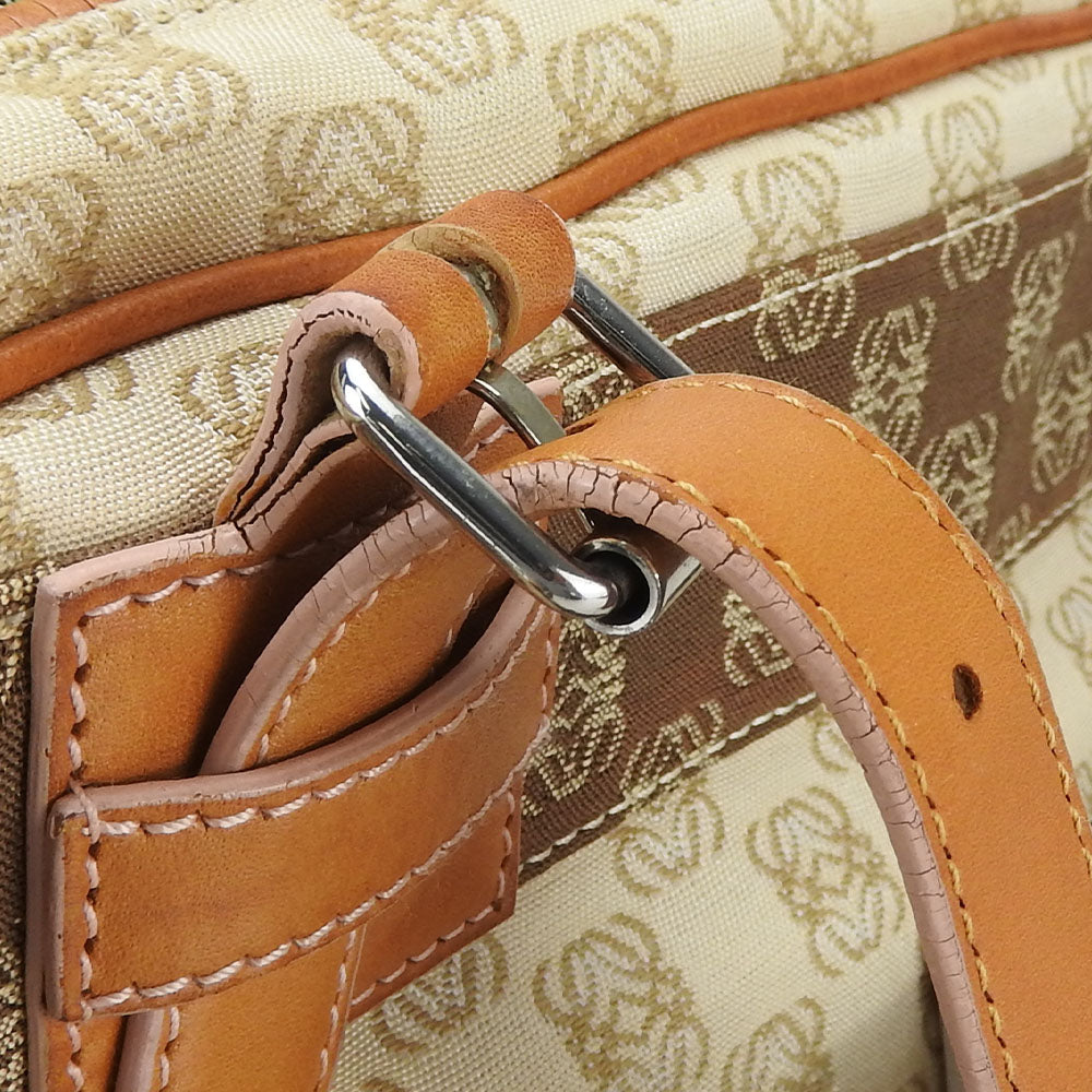 LOEWE Tote Bag Canvas, Leather beige anagram Women Used Authentic