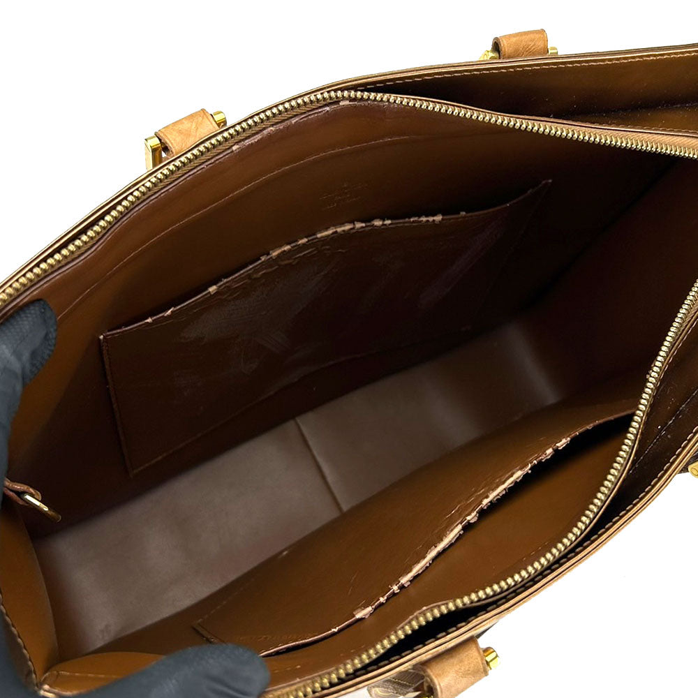 LOUIS VUITTON Tote Bag M91134 Monogram Vernis Brown Columbus Women Used Authentic