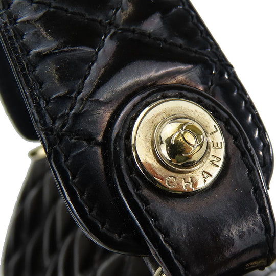 CHANEL Handbag enamel black Women Used Authentic