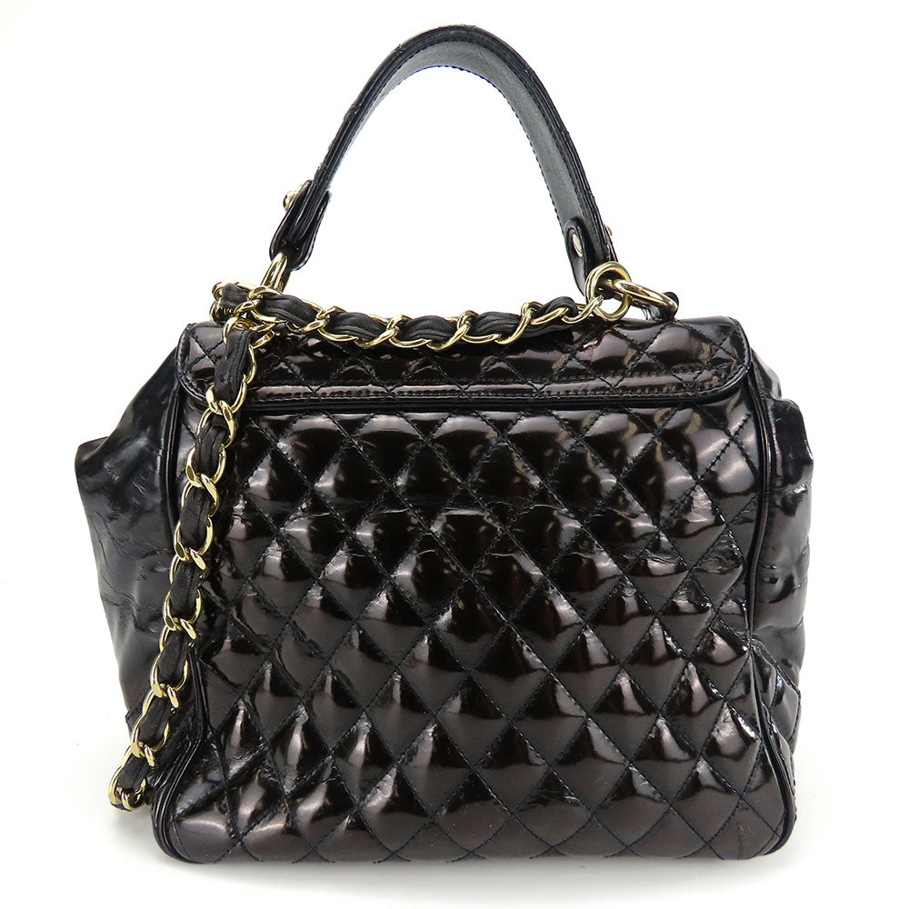 CHANEL Handbag enamel black Women Used Authentic